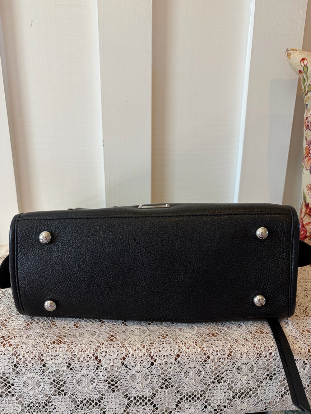 Rebecca Minkoff Black Pebbled Leather Top Handle Bag - Picture 5 of 7